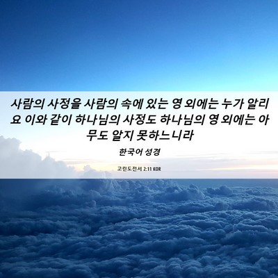Picture 06 - 고린도전서 2:11 KOR - 사람의 사정을 사람의 속에 있는 영 - Bible Verse Picture