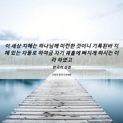 Picture 06 - 고린도전서 3:19 KOR - 이 세상 지혜는 하나님께 미련한 - Bible Verse Picture