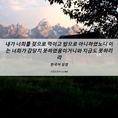 Picture 06 - 고린도전서 3:2 KOR - 내가 너희를 젖으로 먹이고 밥으로 - Bible Verse Picture