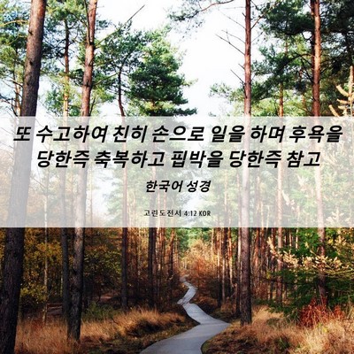 Picture 06 - 고린도전서 4:12 KOR - 또 수고하여 친히 손으로 일을 하며 - Bible Verse Picture