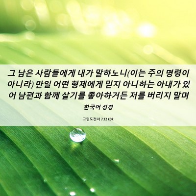 Picture 06 - 고린도전서 7:12 KOR - 그 남은 사람들에게 내가 - Bible Verse Picture