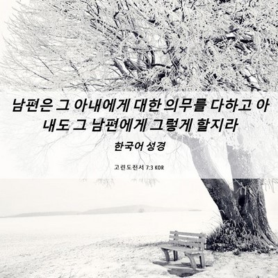 Picture 06 - 고린도전서 7:3 KOR - 남편은 그 아내에게 대한 의무를 - Bible Verse Picture