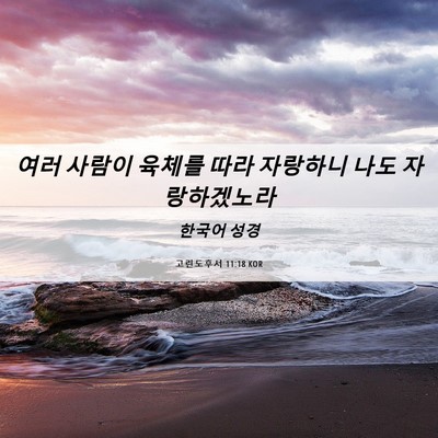 Picture 06 - 고린도후서 11:18 KOR - 여러 사람이 육체를 따라 자랑하니 - Bible Verse Picture