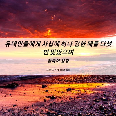 Picture 06 - 고린도후서 11:24 KOR - 유대인들에게 사십에 하나 감한 매를 - Bible Verse Picture