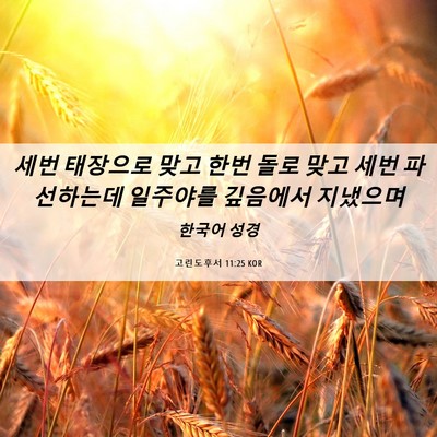 Picture 06 - 고린도후서 11:25 KOR - 세번 태장으로 맞고 한번 돌로 맞고 - Bible Verse Picture