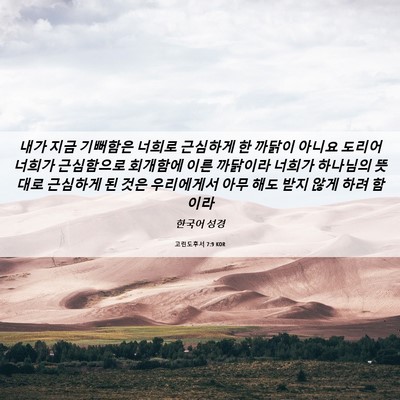 Picture 06 - 고린도후서 7:9 KOR - 내가 지금 기뻐함은 너희로 근심하게 - Bible Verse Picture