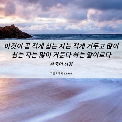 Picture 06 - 고린도후서 9:6 KOR - 이것이 곧 적게 심는 자는 적게 - Bible Verse Picture
