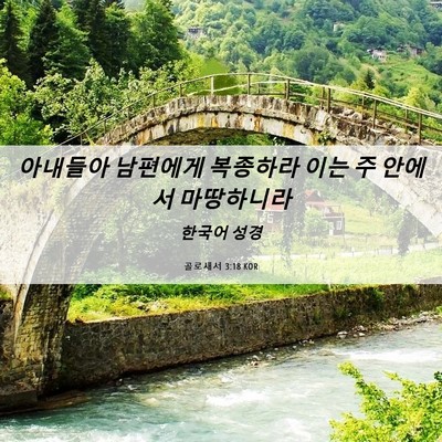 Picture 06 - 골로새서 3:18 KOR - 아내들아 남편에게 복종하라 이는 주 - Bible Verse Picture