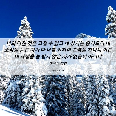 Picture 06 - 나훔 3:19 KOR - 너의 다친 것은 고칠 수 없고 네 - Bible Verse Picture