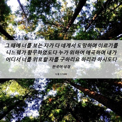 Picture 06 - 나훔 3:7 KOR - 그 때에 너를 보는 자가 다 네게서 - Bible Verse Picture