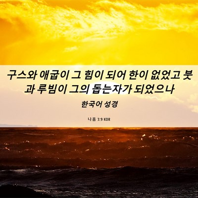 Picture 06 - 나훔 3:9 KOR - 구스와 애굽이 그 힘이 되어 한이 - Bible Verse Picture
