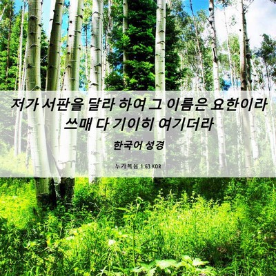 Picture 06 - 누가복음 1:63 KOR - 저가 서판을 달라 하여 그 이름은 - Bible Verse Picture
