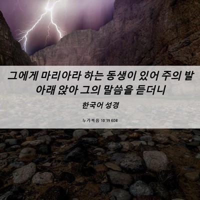 Picture 06 - 누가복음 10:39 KOR - 그에게 마리아라 하는 동생이 있어 - Bible Verse Picture