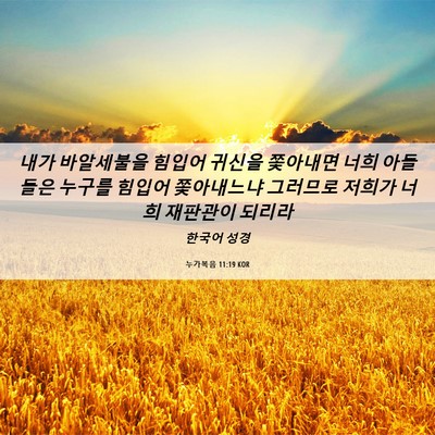 Picture 06 - 누가복음 11:19 KOR - 내가 바알세불을 힘입어 귀신을 - Bible Verse Picture