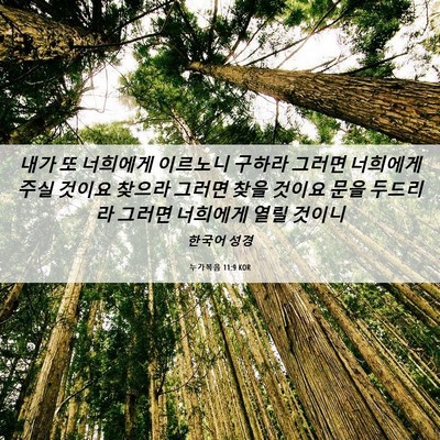 Picture 06 - 누가복음 11:9 KOR - 내가 또 너희에게 이르노니 구하라 - Bible Verse Picture