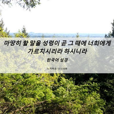 Picture 06 - 누가복음 12:12 KOR - 마땅히 할 말을 성령이 곧 그 때에 - Bible Verse Picture