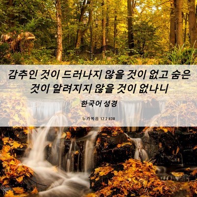 Picture 06 - 누가복음 12:2 KOR - 감추인 것이 드러나지 않을 것이 - Bible Verse Picture