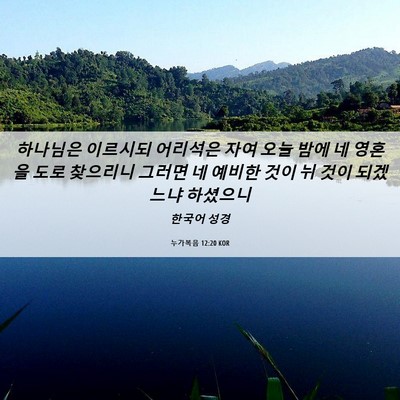 Picture 06 - 누가복음 12:20 KOR - 하나님은 이르시되 어리석은 자여 - Bible Verse Picture