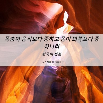 Picture 06 - 누가복음 12:23 KOR - 목숨이 음식보다 중하고 몸이 - Bible Verse Picture