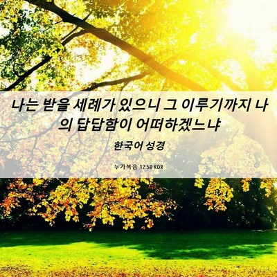 Picture 06 - 누가복음 12:50 KOR - 나는 받을 세례가 있으니 그 - Bible Verse Picture