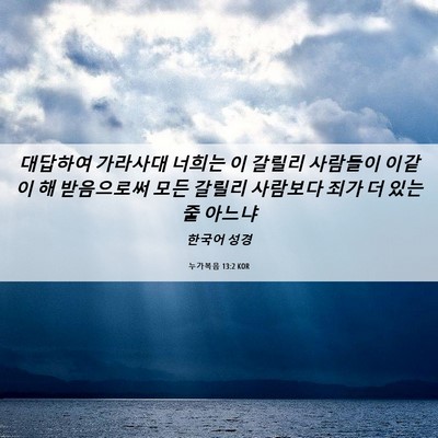 Picture 06 - 누가복음 13:2 KOR - 대답하여 가라사대 너희는 이 갈릴리 - Bible Verse Picture