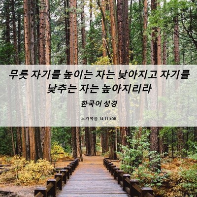 Picture 06 - 누가복음 14:11 KOR - 무릇 자기를 높이는 자는 낮아지고 - Bible Verse Picture