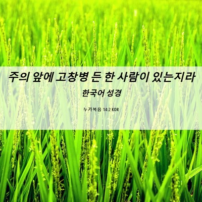 Picture 06 - 누가복음 14:2 KOR - 주의 앞에 고창병 든 한 사람이 - Bible Verse Picture