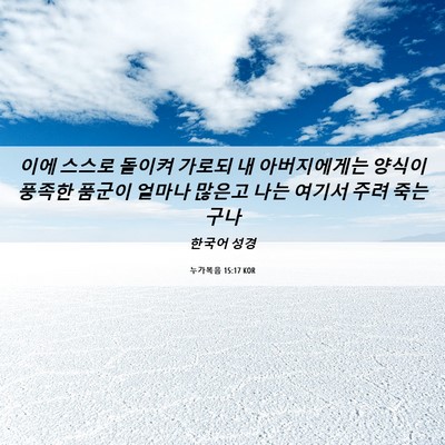 Picture 06 - 누가복음 15:17 KOR - 이에 스스로 돌이켜 가로되 내 - Bible Verse Picture