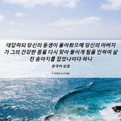 Picture 06 - 누가복음 15:27 KOR - 대답하되 당신의 동생이 돌아왔으매 - Bible Verse Picture