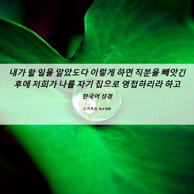Picture 06 - 누가복음 16:4 KOR - 내가 할 일을 알았도다 이렇게 하면 - Bible Verse Picture