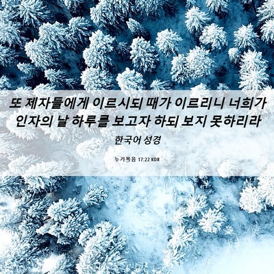 Picture 06 - 누가복음 17:22 KOR - 또 제자들에게 이르시되 때가 - Bible Verse Picture