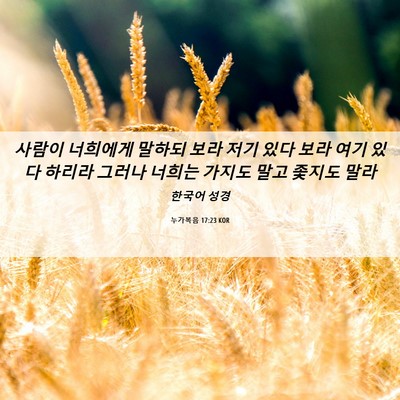 Picture 06 - 누가복음 17:23 KOR - 사람이 너희에게 말하되 보라 저기 - Bible Verse Picture