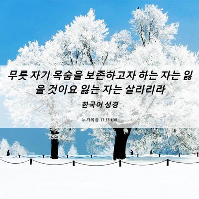 Picture 06 - 누가복음 17:33 KOR - 무릇 자기 목숨을 보존하고자 하는 - Bible Verse Picture