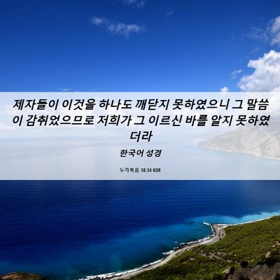 Picture 06 - 누가복음 18:34 KOR - 제자들이 이것을 하나도 깨닫지 - Bible Verse Picture