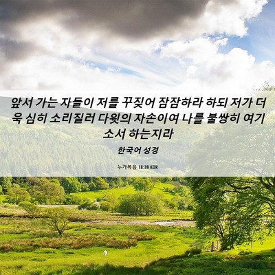 Picture 06 - 누가복음 18:39 KOR - 앞서 가는 자들이 저를 꾸짖어 - Bible Verse Picture