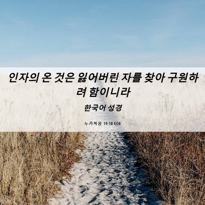 Picture 06 - 누가복음 19:10 KOR - 인자의 온 것은 잃어버린 자를 찾아 - Bible Verse Picture