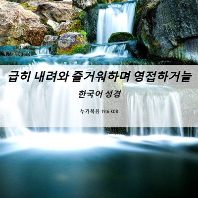 Picture 06 - 누가복음 19:6 KOR - 급히 내려와 즐거워하며 - Bible Verse Picture