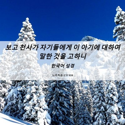Picture 06 - 누가복음 2:17 KOR - 보고 천사가 자기들에게 이 아기에 - Bible Verse Picture