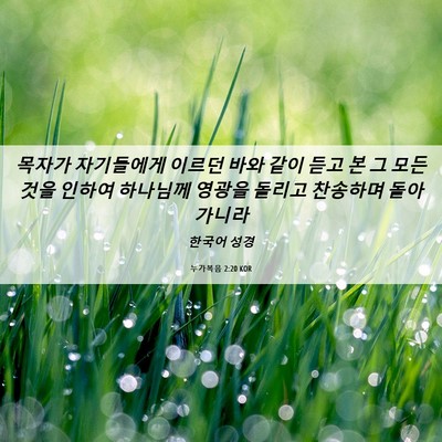 Picture 06 - 누가복음 2:20 KOR - 목자가 자기들에게 이르던 바와 같이 - Bible Verse Picture