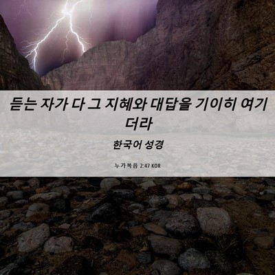 Picture 06 - 누가복음 2:47 KOR - 듣는 자가 다 그 지혜와 대답을 - Bible Verse Picture
