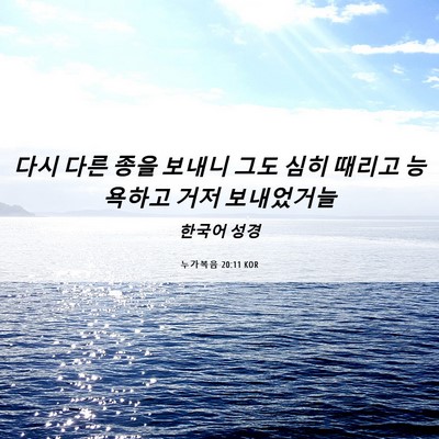 Picture 06 - 누가복음 20:11 KOR - 다시 다른 종을 보내니 그도 심히 - Bible Verse Picture