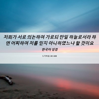 Picture 06 - 누가복음 20:5 KOR - 저희가 서로 의논하여 가로되 만일 - Bible Verse Picture