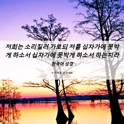 Picture 06 - 누가복음 23:21 KOR - 저희는 소리질러 가로되 저를 - Bible Verse Picture