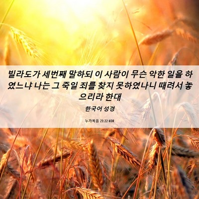 Picture 06 - 누가복음 23:22 KOR - 빌라도가 세번째 말하되 이 사람이 - Bible Verse Picture