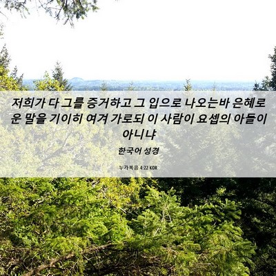 Picture 06 - 누가복음 4:22 KOR - 저희가 다 그를 증거하고 그 입으로 - Bible Verse Picture