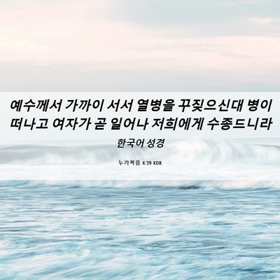 Picture 06 - 누가복음 4:39 KOR - 예수께서 가까이 서서 열병을 - Bible Verse Picture