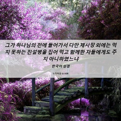 Picture 06 - 누가복음 6:4 KOR - 그가 하나님의 전에 들어가서 다만 - Bible Verse Picture
