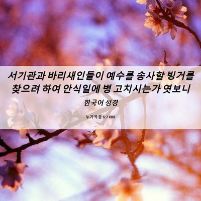 Picture 06 - 누가복음 6:7 KOR - 서기관과 바리새인들이 예수를 - Bible Verse Picture