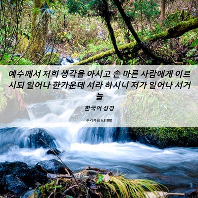 Picture 06 - 누가복음 6:8 KOR - 예수께서 저희 생각을 아시고 손 - Bible Verse Picture