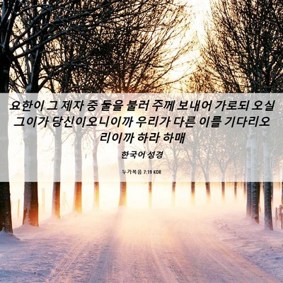 Picture 06 - 누가복음 7:19 KOR - 요한이 그 제자 중 둘을 불러 주께 - Bible Verse Picture
